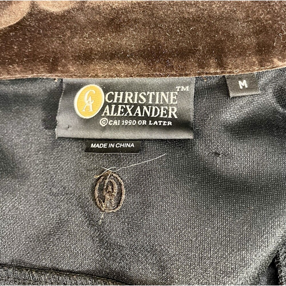 CHRISTINE ALEXANDER Brown Velvet Jacket Rodeo Rhinestone Buttons Medium - Picture 7 of 12
